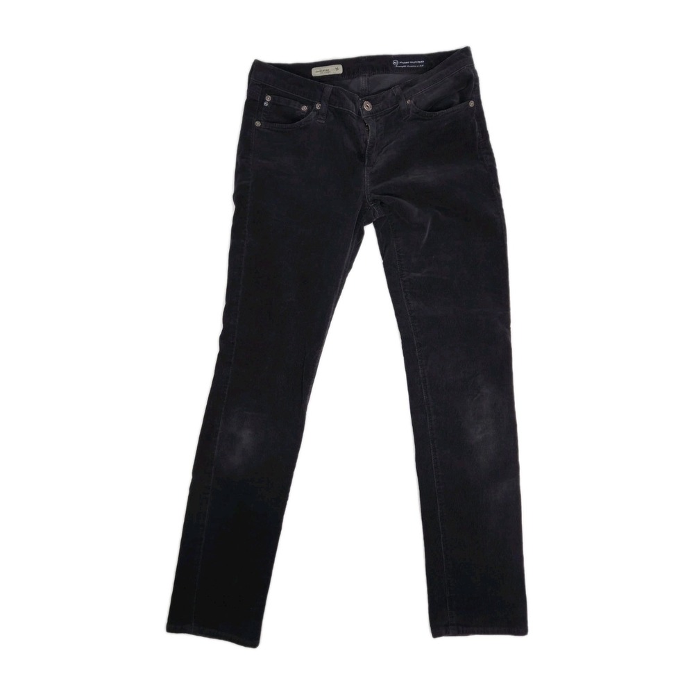 Adriano Goldschmied Black Corduroy The Stevie Slim Straight Pants Size 28R USA